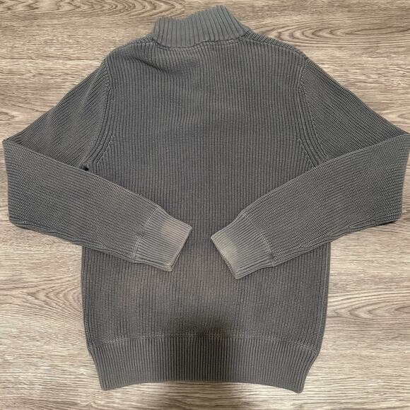 J.Crew Gray Cotton Mock Neck Sweater Waffle Knit Women Medium Flawed Preppy - Picture 2 of 7